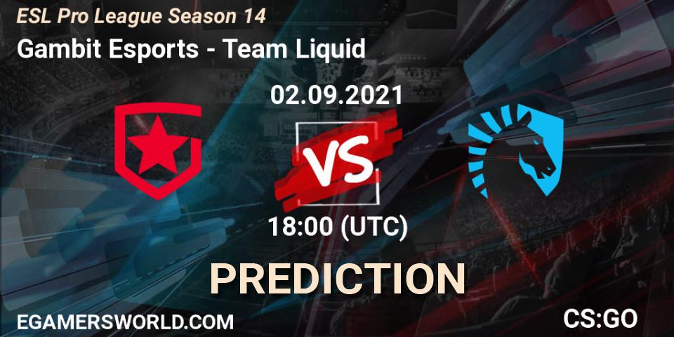 Prognose für das Spiel Gambit Esports VS Team Liquid. 02.09.21. CS2 (CS:GO) - ESL Pro League Season 14
