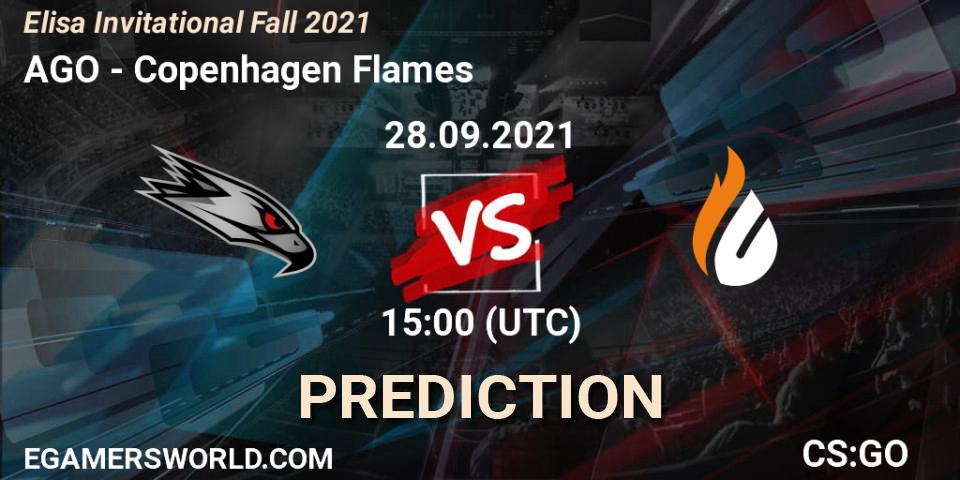 Prognose für das Spiel AGO VS Copenhagen Flames. 28.09.2021 at 14:00. Counter-Strike (CS2) - Elisa Invitational Fall 2021