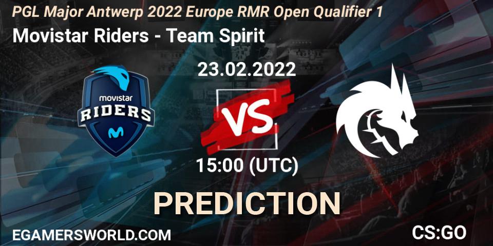 Prognose für das Spiel Movistar Riders VS Team Spirit. 23.02.22. CS2 (CS:GO) - PGL Major Antwerp 2022 Europe RMR Open Qualifier 1