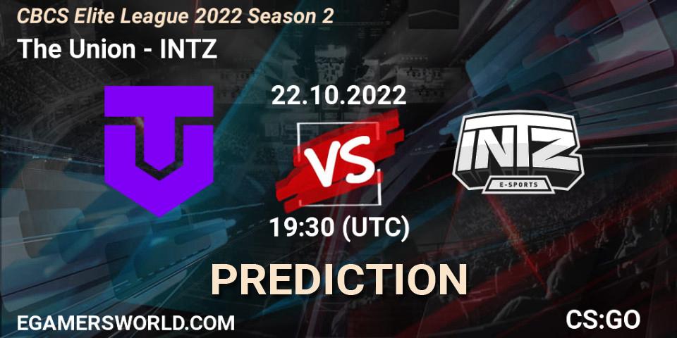 Prognose für das Spiel The Union VS INTZ. 22.10.2022 at 19:30. Counter-Strike (CS2) - CBCS Elite League 2022 Season 2