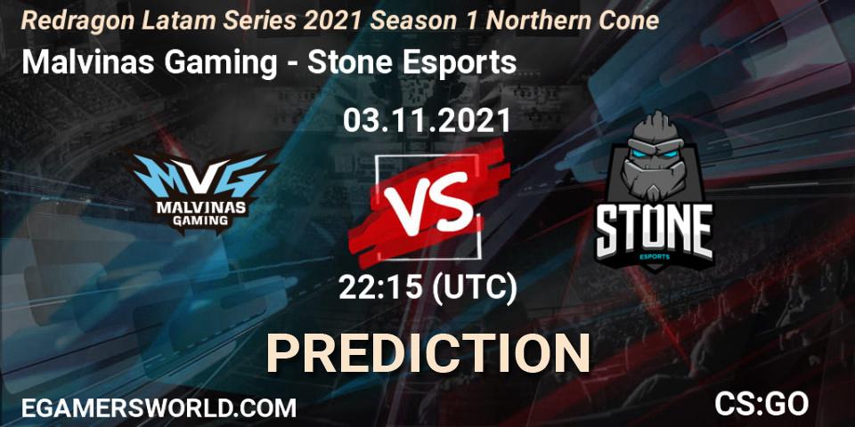 Prognose für das Spiel Malvinas Gaming VS Stone Esports. 03.11.21. CS2 (CS:GO) - Redragon Latam Series 2021 Season 1 Northern Cone