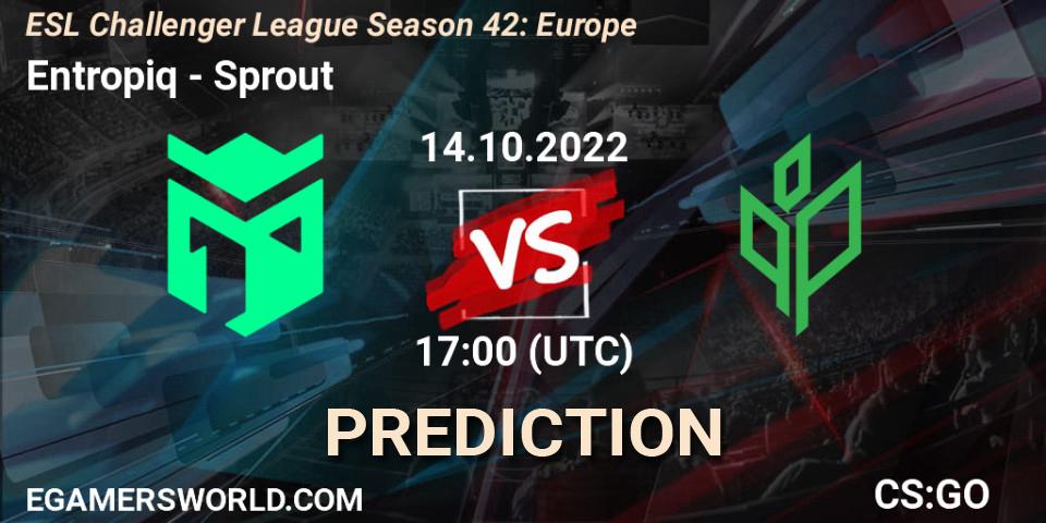 Prognose für das Spiel Entropiq VS Sprout. 14.10.2022 at 17:00. Counter-Strike (CS2) - ESL Challenger League Season 42: Europe