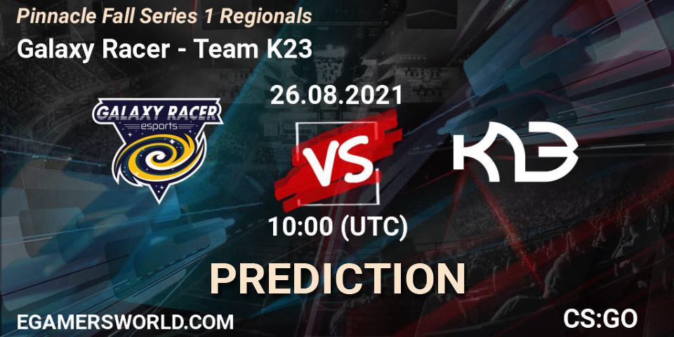 Prognose für das Spiel Galaxy Racer VS Team K23. 26.08.2021 at 10:00. Counter-Strike (CS2) - Pinnacle Fall Series 1 Regionals