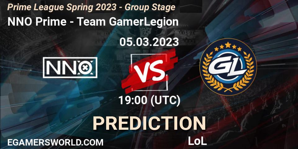 Prognose für das Spiel NNO Prime VS Team GamerLegion. 05.03.2023 at 18:00. LoL - Prime League Spring 2023 - Group Stage