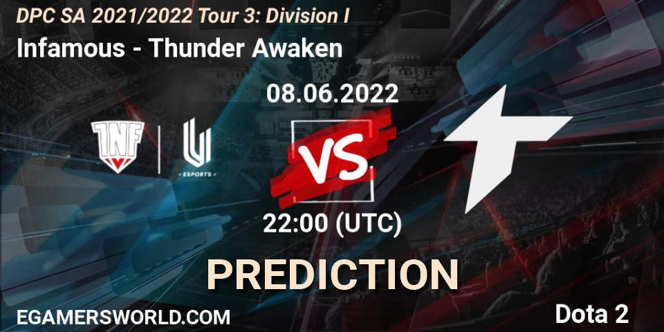 Prognose für das Spiel Infamous VS Thunder Awaken. 09.06.22. Dota 2 - DPC SA 2021/2022 Tour 3: Division I