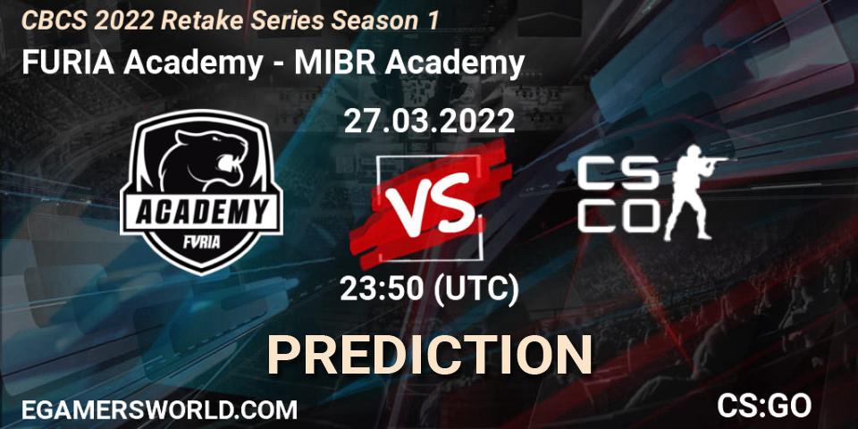 Prognose für das Spiel FURIA Academy VS MIBR Academy. 28.03.2022 at 00:20. Counter-Strike (CS2) - CBCS 2022 Retake Series Season 1