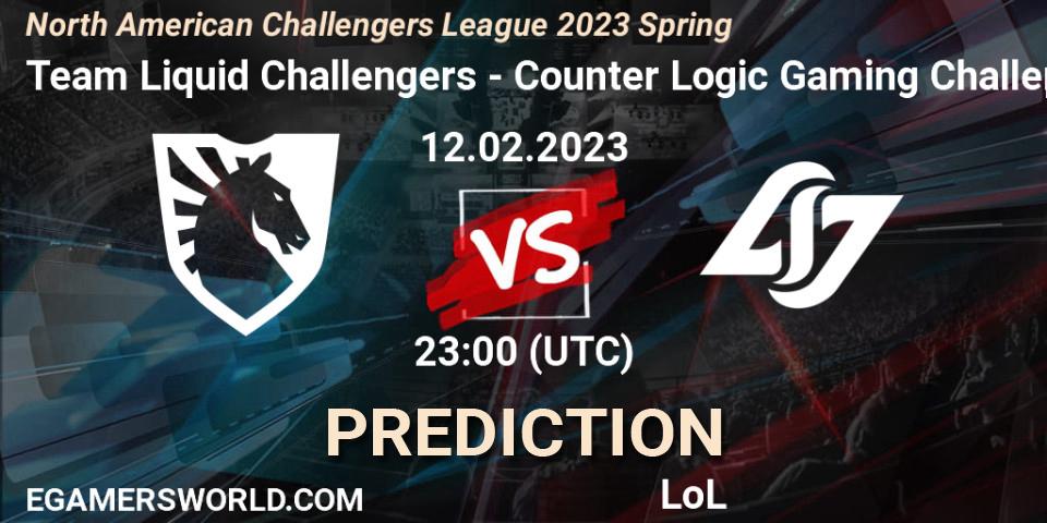 Prognose für das Spiel Team Liquid Challengers VS Counter Logic Gaming Challengers. 12.02.23. LoL - NACL 2023 Spring - Group Stage