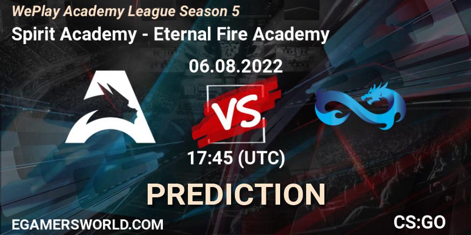 Prognose für das Spiel Spirit Academy VS Eternal Fire Academy. 06.08.22. CS2 (CS:GO) - WePlay Academy League Season 5