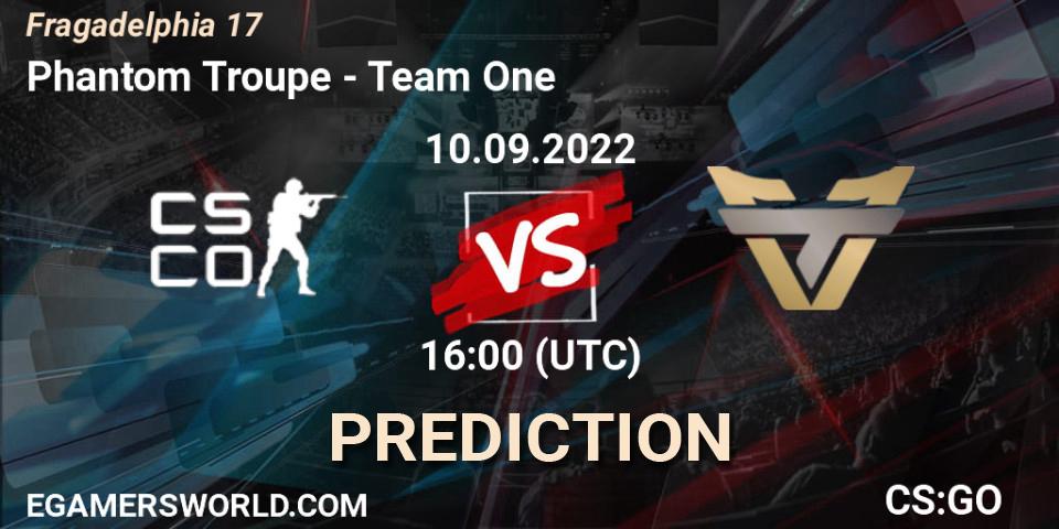 Prognose für das Spiel Phantom Troupe VS Team One. 10.09.2022 at 16:00. Counter-Strike (CS2) - Fragadelphia 17
