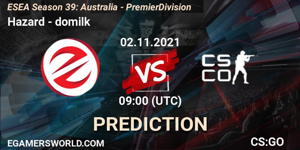 Prognose für das Spiel Hazard VS domilk. 02.11.2021 at 09:00. Counter-Strike (CS2) - ESEA Season 39: Australia - Premier Division