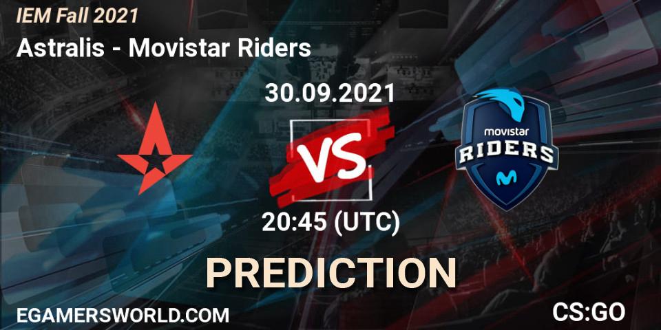 Prognose für das Spiel Astralis VS Movistar Riders. 30.09.2021 at 21:45. Counter-Strike (CS2) - IEM Fall 2021: Europe RMR