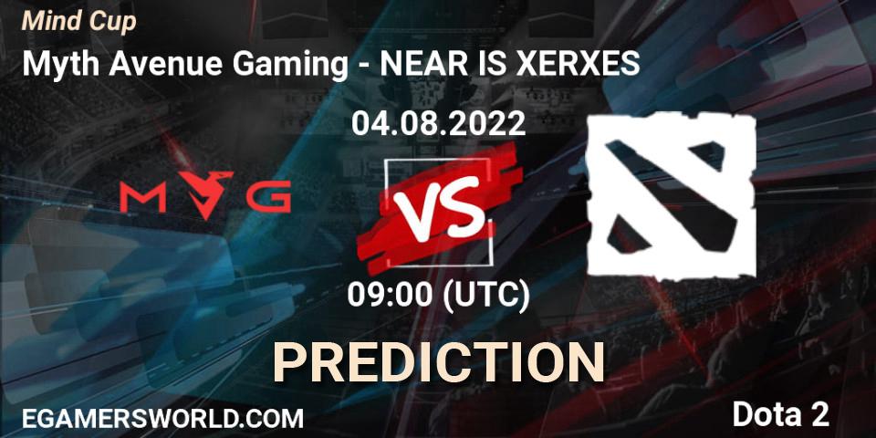 Prognose für das Spiel Myth Avenue Gaming VS NEAR IS XERXES. 04.08.2022 at 09:02. Dota 2 - Mind Cup