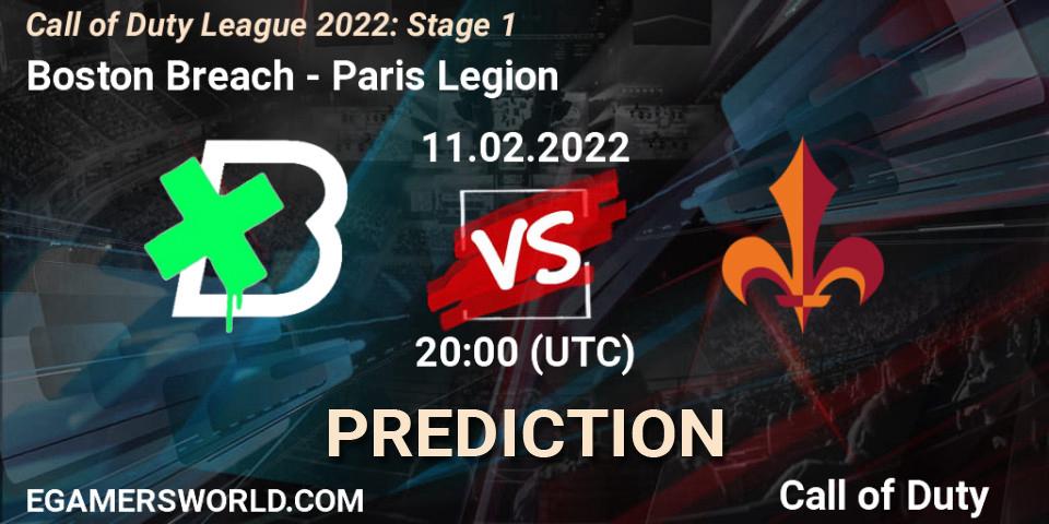 Prognose für das Spiel Boston Breach VS Paris Legion. 11.02.22. Call of Duty - Call of Duty League 2022: Stage 1