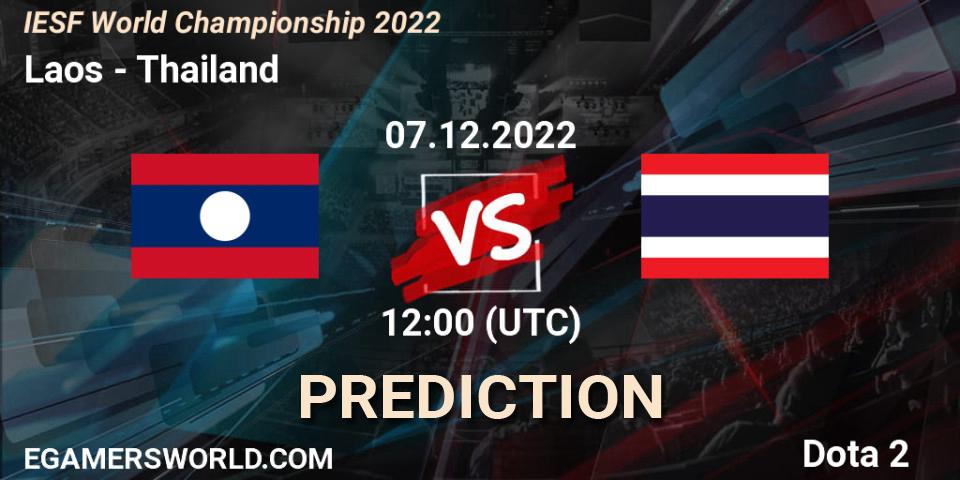 Prognose für das Spiel Laos VS Thailand. 07.12.22. Dota 2 - IESF World Championship 2022 