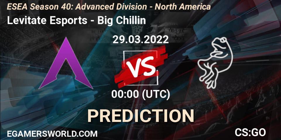 Prognose für das Spiel Levitate Esports VS Big Chillin. 29.03.22. CS2 (CS:GO) - ESEA Season 40: Advanced Division - North America
