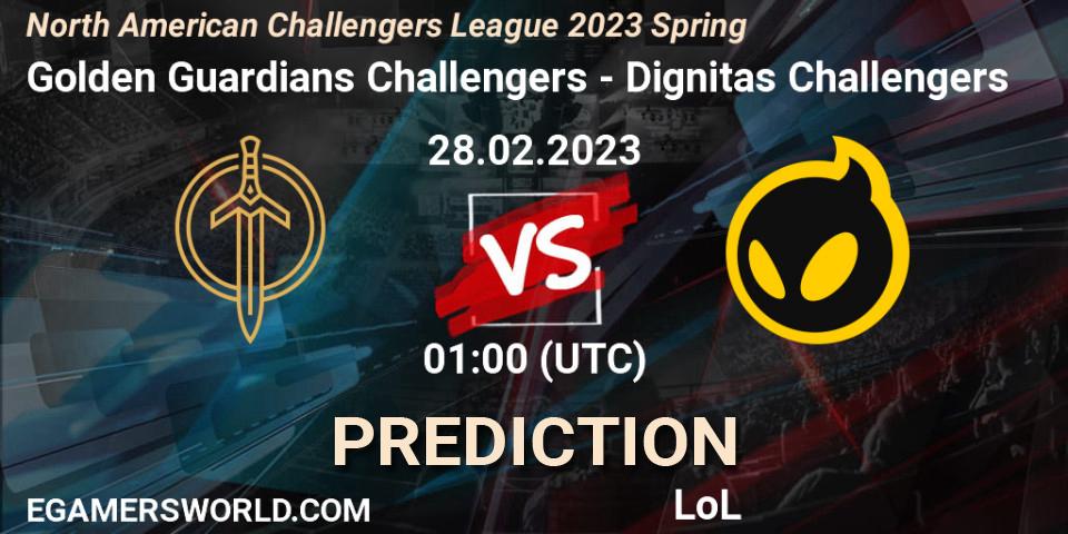 Prognose für das Spiel Golden Guardians Challengers VS Dignitas Challengers. 28.02.23. LoL - NACL 2023 Spring - Group Stage