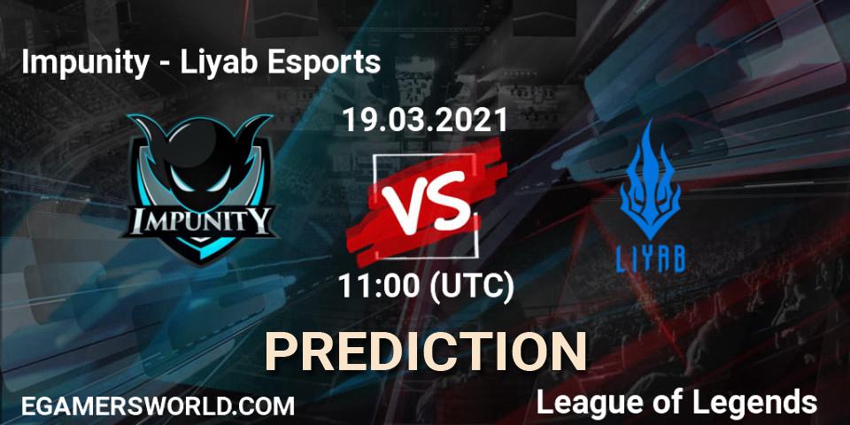 Prognose für das Spiel Impunity VS Liyab Esports. 19.03.2021 at 11:00. LoL - PCS Spring 2021 - Group Stage