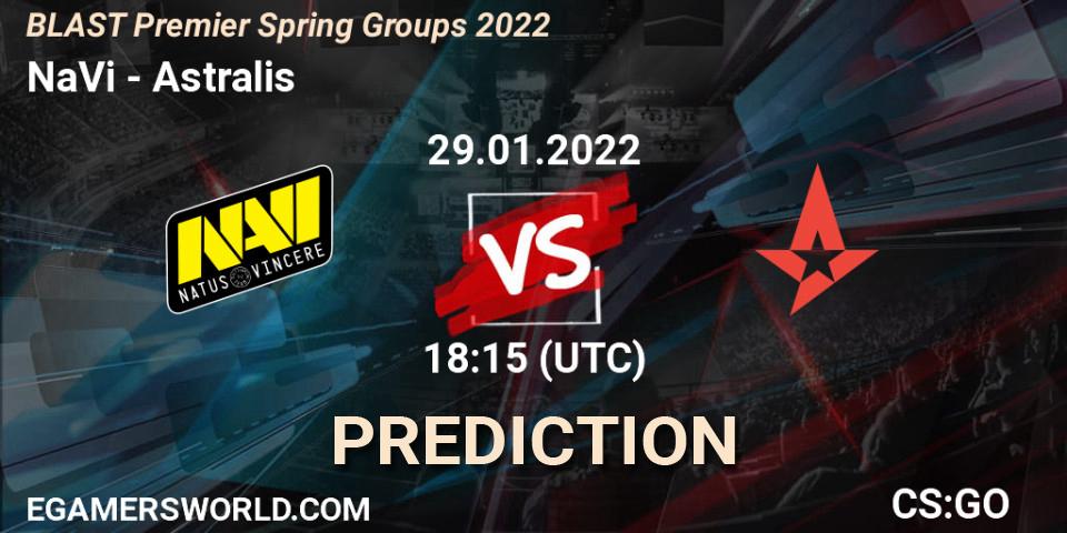 Prognose für das Spiel NaVi VS Astralis. 29.01.2022 at 18:15. Counter-Strike (CS2) - BLAST Premier Spring Groups 2022