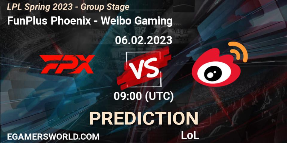 Prognose für das Spiel FunPlus Phoenix VS Weibo Gaming. 06.02.23. LoL - LPL Spring 2023 - Group Stage