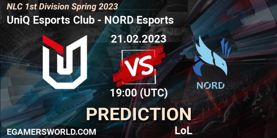 Prognose für das Spiel UniQ Esports Club VS NORD Esports. 21.02.2023 at 19:00. LoL - NLC 1st Division Spring 2023