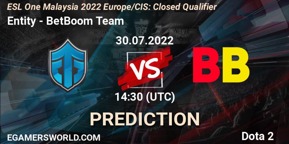 Prognose für das Spiel Entity VS BetBoom Team. 30.07.22. Dota 2 - ESL One Malaysia 2022 Europe/CIS: Closed Qualifier