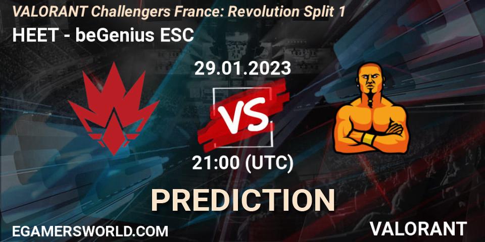 Prognose für das Spiel HEET VS beGenius ESC. 29.01.23. VALORANT - VALORANT Challengers 2023 France: Revolution Split 1