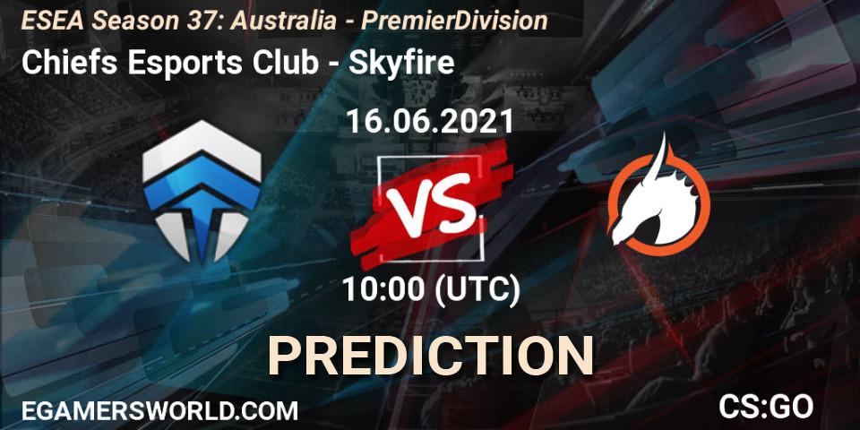 Prognose für das Spiel Chiefs Esports Club VS Skyfire. 16.06.21. CS2 (CS:GO) - ESEA Season 37: Australia - Premier Division