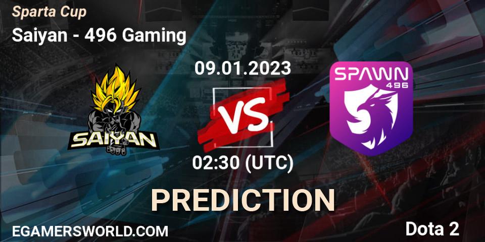 Prognose für das Spiel Saiyan VS 496 Gaming. 12.01.2023 at 08:30. Dota 2 - Sparta Cup