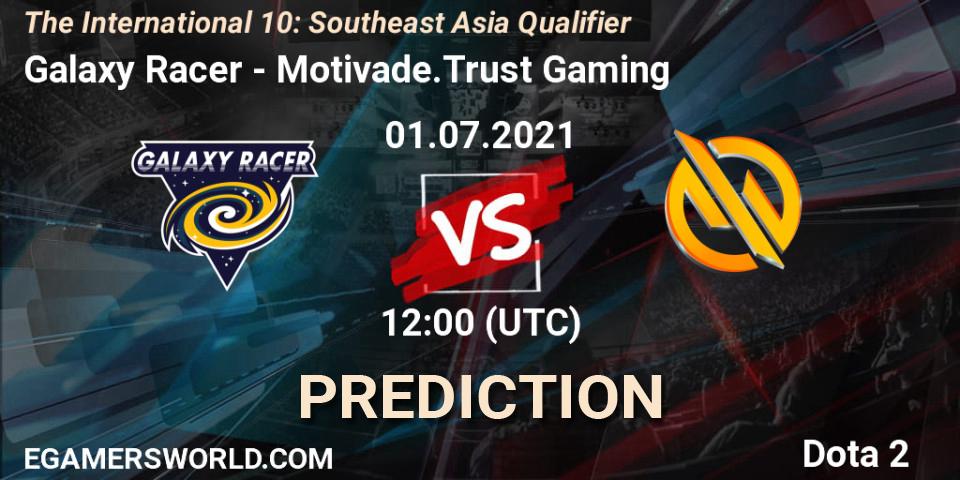 Prognose für das Spiel Galaxy Racer VS Motivade.Trust Gaming. 01.07.2021 at 12:04. Dota 2 - The International 10: Southeast Asia Qualifier
