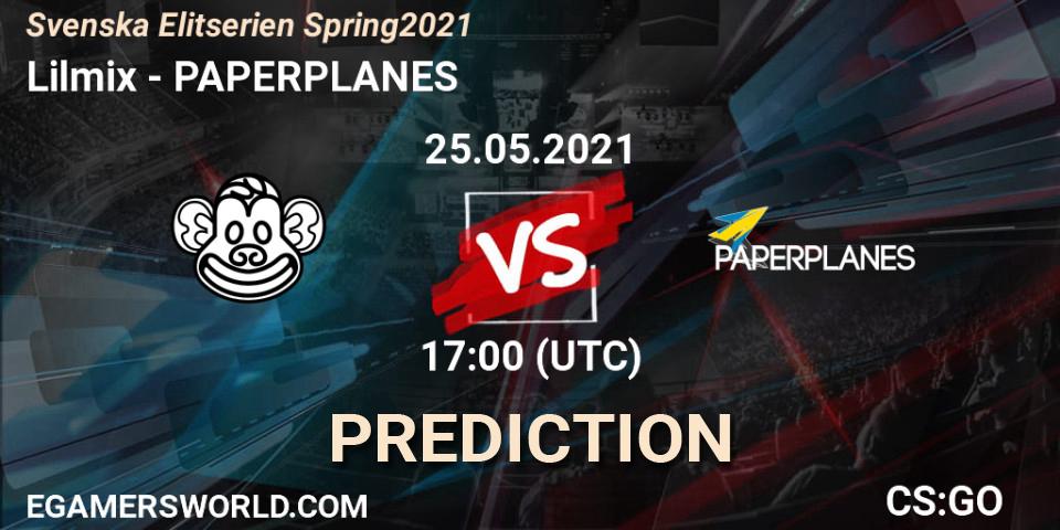 Prognose für das Spiel Lilmix VS PAPERPLANES. 25.05.21. CS2 (CS:GO) - Svenska Elitserien Spring 2021
