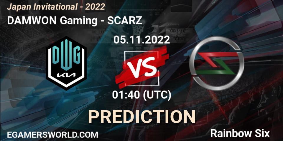 Prognose für das Spiel DAMWON Gaming VS SCARZ. 05.11.2022 at 01:40. Rainbow Six - Japan Invitational - 2022