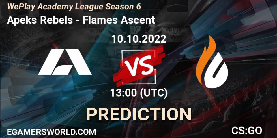 Prognose für das Spiel Apeks Rebels VS Flames Ascent. 12.10.22. CS2 (CS:GO) - WePlay Academy League Season 6