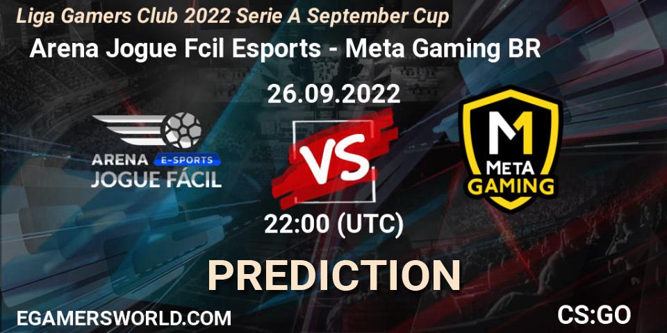 Prognose für das Spiel Arena Jogue Fácil Esports VS Meta Gaming BR. 26.09.2022 at 22:00. Counter-Strike (CS2) - Liga Gamers Club 2022 Serie A September Cup