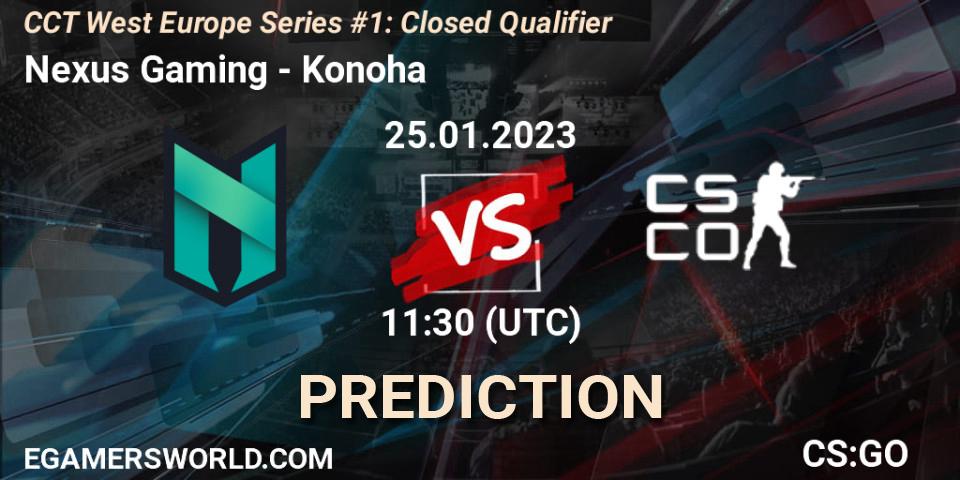 Prognose für das Spiel Nexus Gaming VS Konoha. 25.01.2023 at 11:50. Counter-Strike (CS2) - CCT West Europe Series #1: Closed Qualifier