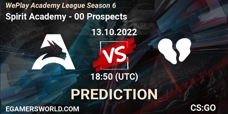 Prognose für das Spiel Spirit Academy VS 00 Prospects. 13.10.22. CS2 (CS:GO) - WePlay Academy League Season 6