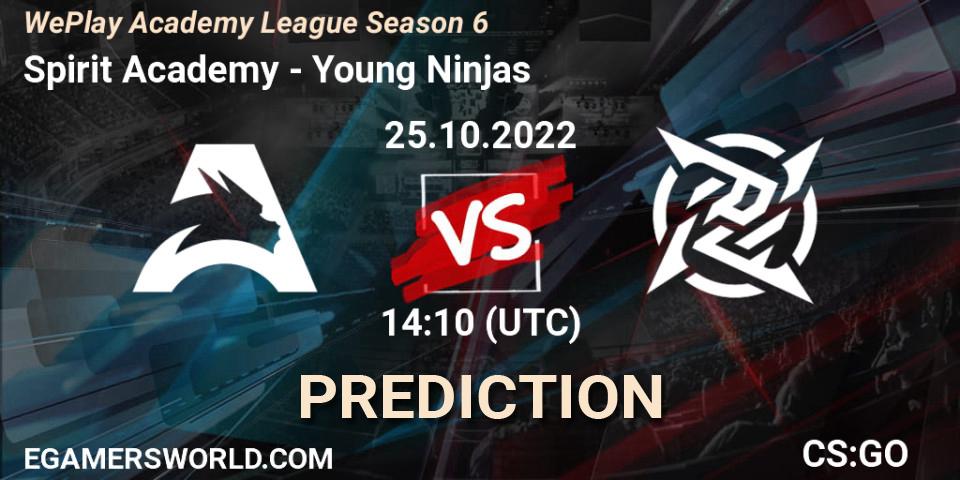 Prognose für das Spiel Spirit Academy VS Young Ninjas. 25.10.2022 at 14:10. Counter-Strike (CS2) - WePlay Academy League Season 6