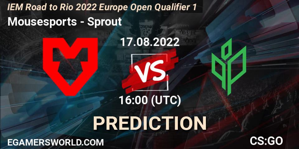 Prognose für das Spiel Mousesports VS Sprout. 17.08.22. CS2 (CS:GO) - IEM Road to Rio 2022 Europe Open Qualifier 1