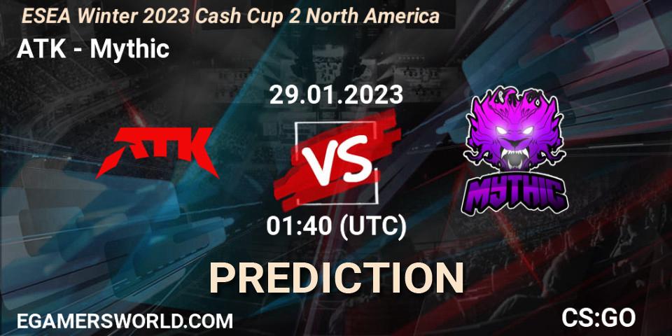 Prognose für das Spiel ATK VS Mythic. 29.01.23. CS2 (CS:GO) - ESEA Cash Cup: North America - Winter 2023 #2