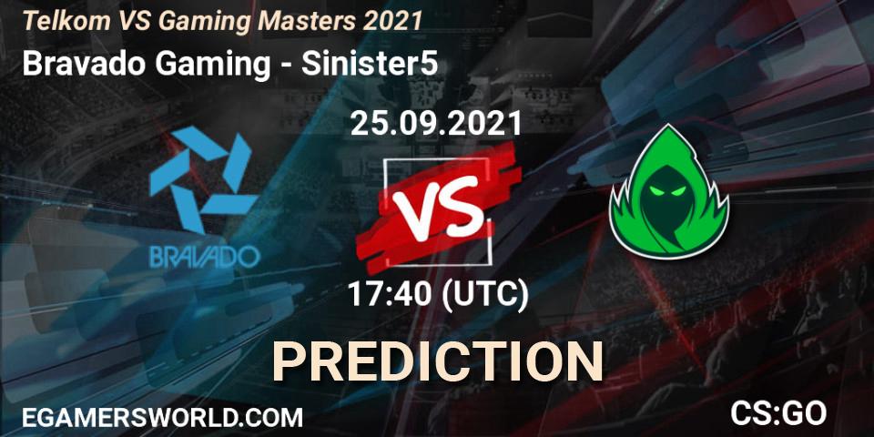 Prognose für das Spiel Bravado Gaming VS Sinister5. 25.09.21. CS2 (CS:GO) - Telkom VS Gaming Masters 2021
