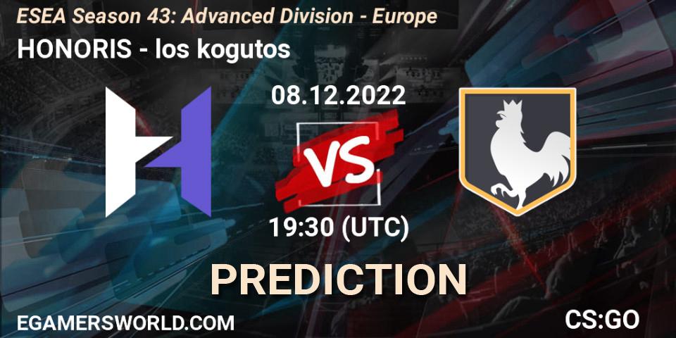 Prognose für das Spiel HONORIS VS los kogutos. 08.12.22. CS2 (CS:GO) - ESEA Season 43: Advanced Division - Europe