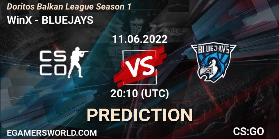 Prognose für das Spiel WinX VS BLUEJAYS. 11.06.2022 at 20:15. Counter-Strike (CS2) - Doritos Balkan League Season 1