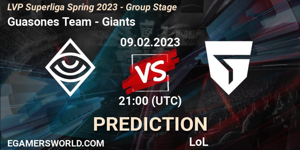 Prognose für das Spiel Guasones Team VS Giants. 09.02.23. LoL - LVP Superliga Spring 2023 - Group Stage