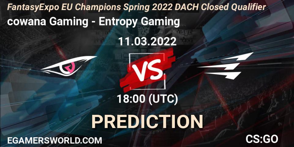 Prognose für das Spiel cowana Gaming VS Entropy Gaming. 11.03.22. CS2 (CS:GO) - FantasyExpo EU Champions Spring 2022 DACH Closed Qualifier