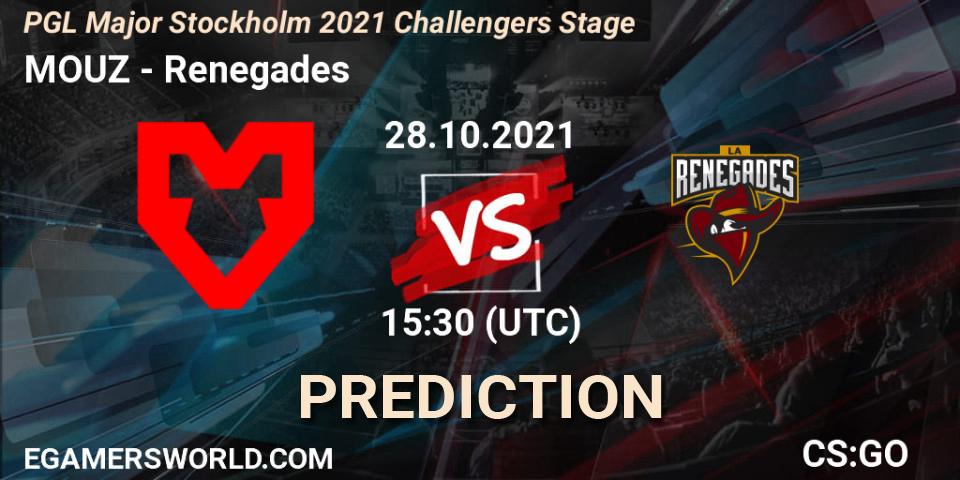 Prognose für das Spiel MOUZ VS Renegades. 28.10.21. CS2 (CS:GO) - PGL Major Stockholm 2021 Challengers Stage