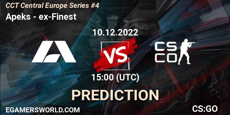 Prognose für das Spiel Apeks VS ex-Finest. 10.12.22. CS2 (CS:GO) - CCT Central Europe Series #4