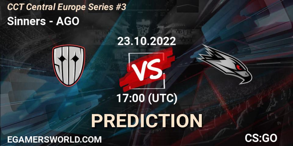 Prognose für das Spiel Sinners VS AGO. 23.10.2022 at 17:00. Counter-Strike (CS2) - CCT Central Europe Series #3