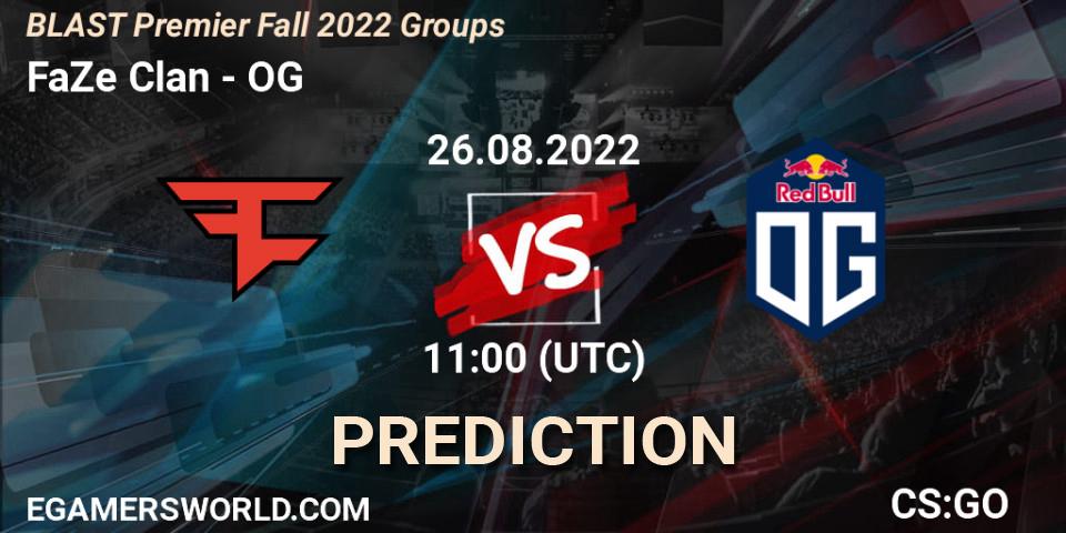 Prognose für das Spiel FaZe Clan VS OG. 26.08.2022 at 11:00. Counter-Strike (CS2) - BLAST Premier Fall 2022 Groups