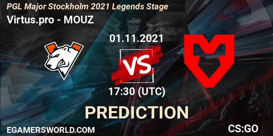 Prognose für das Spiel Virtus.pro VS MOUZ. 01.11.21. CS2 (CS:GO) - PGL Major Stockholm 2021 Legends Stage
