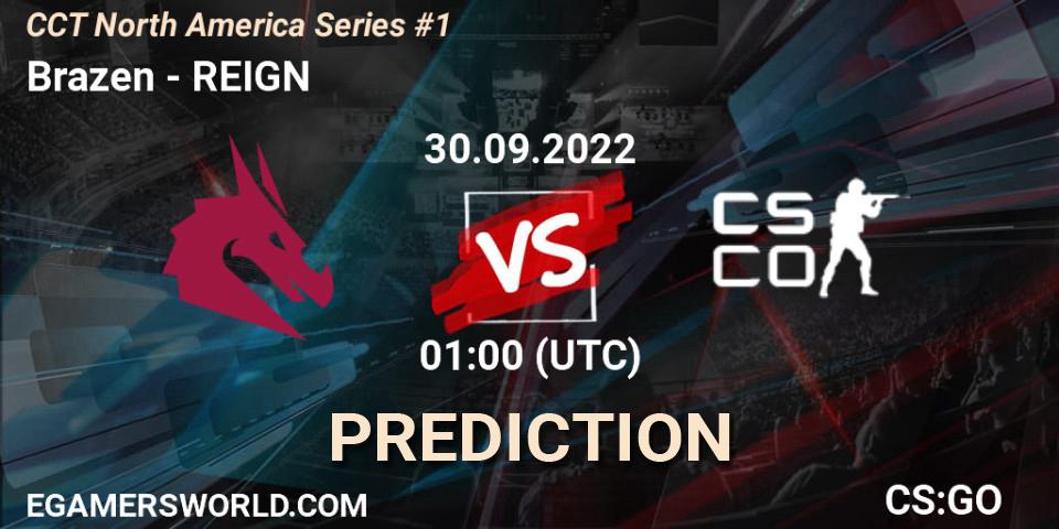 Prognose für das Spiel Brazen VS REIGN. 30.09.2022 at 01:00. Counter-Strike (CS2) - CCT North America Series #1