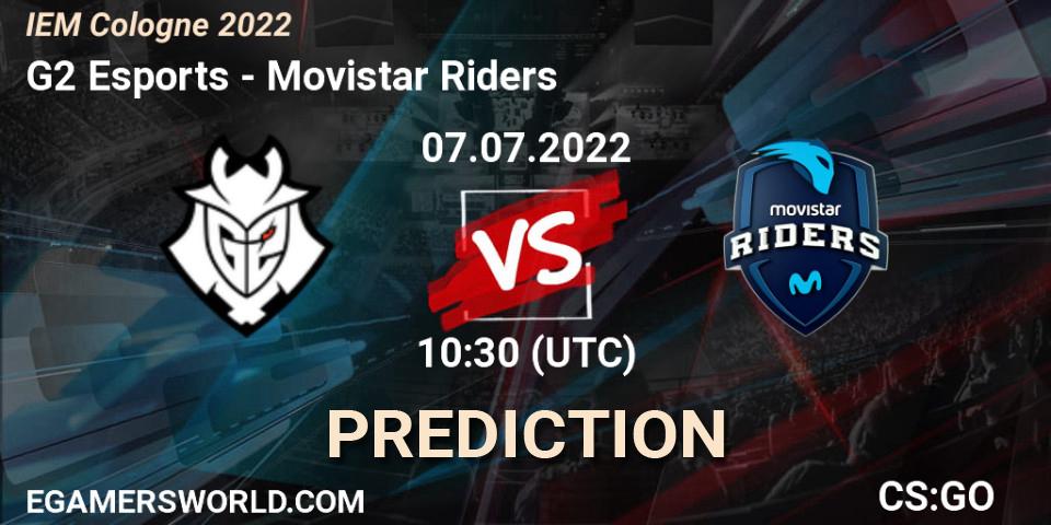 Prognose für das Spiel G2 Esports VS Movistar Riders. 07.07.2022 at 10:30. Counter-Strike (CS2) - IEM Cologne 2022
